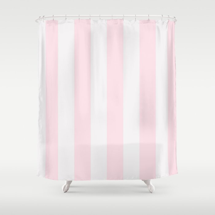 Luxury Striped Pastel Pink Shower Curtain Gallery Image 1