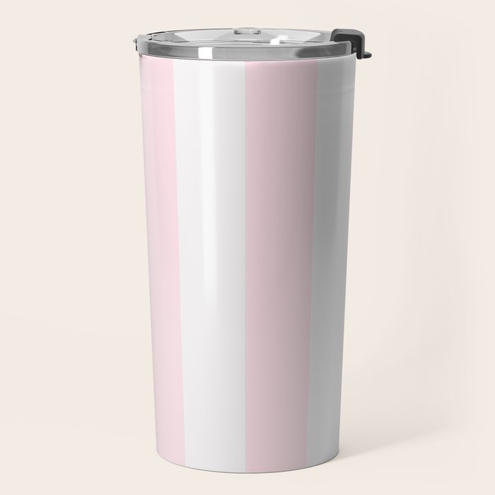 Luxury Striped Pastel Pink Travel Mug Gallery Image 2