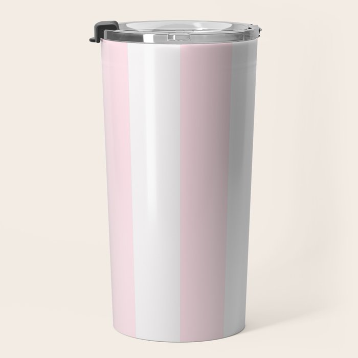 Luxury Striped Pastel Pink Travel Mug Gallery Image 3