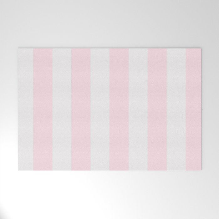 Luxury Striped Pastel Pink Welcome Mat Gallery Image 1