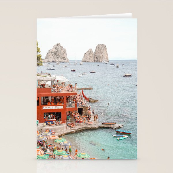 Capri Island Summer Photo | Bagni di Maria Beach Club Art Print | Italy Landscape Travel Photography Stationery Card Gallery Image 1