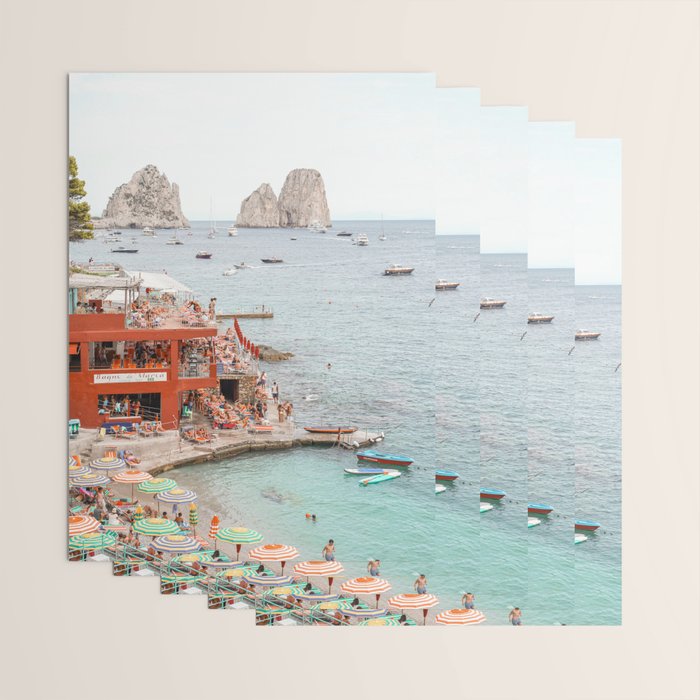 Capri Island Summer Photo | Bagni di Maria Beach Club Art Print | Italy Landscape Travel Photography Wrapping Paper Gallery Image 3