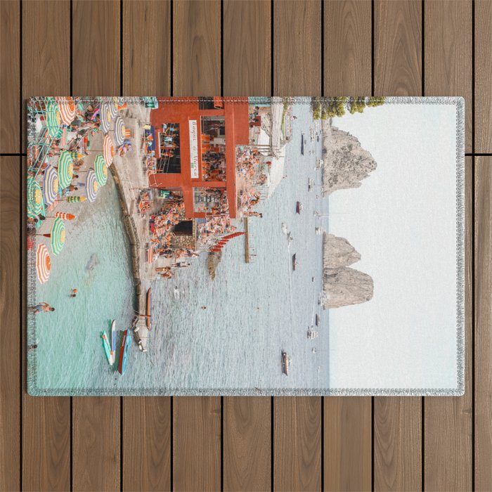 Capri Island Summer Photo | Bagni di Maria Beach Club Art Print | Italy Landscape Travel Photography Outdoor Rug Gallery Image 1