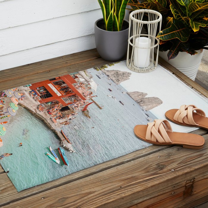 Capri Island Summer Photo | Bagni di Maria Beach Club Art Print | Italy Landscape Travel Photography Outdoor Rug Gallery Image 2