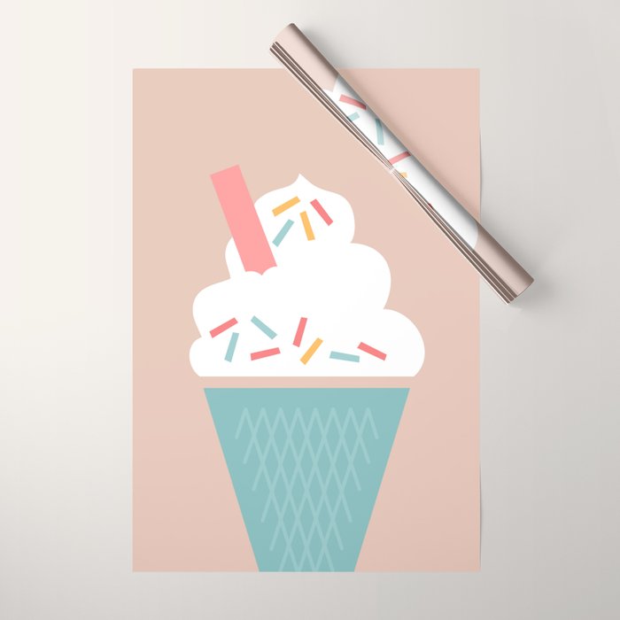 Ice Cream (Peach) Wrapping Paper Gallery Image 1