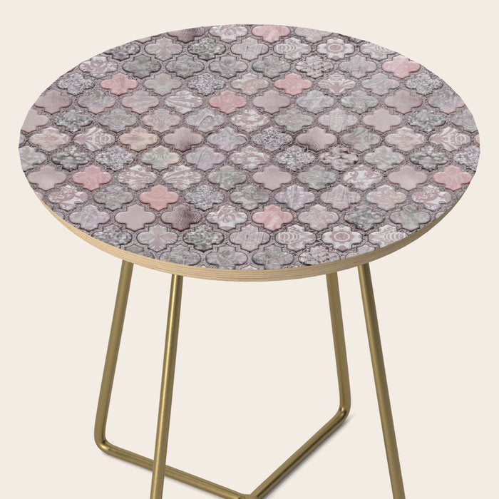 Vintage Moroccan Tiles Grey, Blush And Smoke Pink Side Table Gallery Image 2