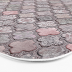 Vintage Moroccan Tiles Grey, Blush And Smoke Pink Bath Mat Gallery Image 3