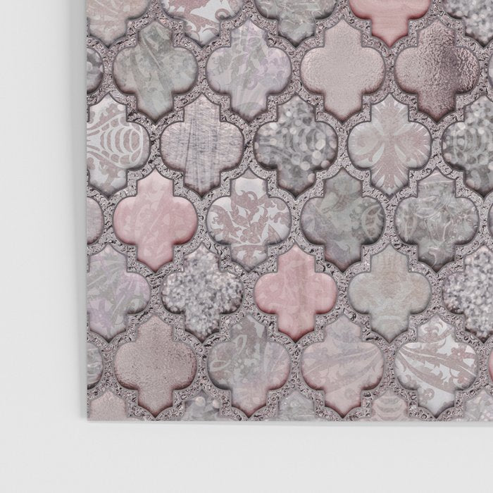 Vintage Moroccan Tiles Grey, Blush And Smoke Pink Poster Gallery Image 3