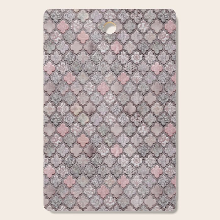 Vintage Moroccan Tiles Grey, Blush And Smoke Pink Cutting Board Gallery Image 1
