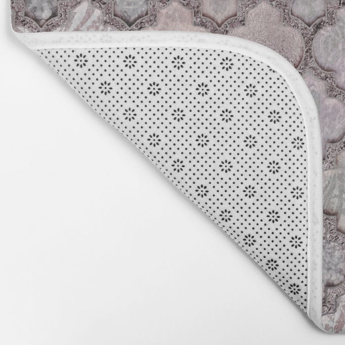 Vintage Moroccan Tiles Grey, Blush And Smoke Pink Bath Mat Gallery Image 2