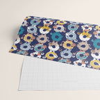 Cats Donut Care // blue background goldenrod yellow mustard, teal pastel blue and brown sweet kitties Wrapping Paper Gallery Image 2