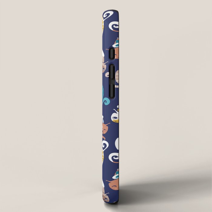 Cats Donut Care // blue background goldenrod yellow mustard, teal pastel blue and brown sweet kitties iPhone Case Gallery Image 2