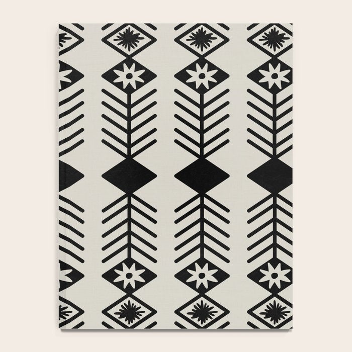Black aztec lines and flowers on neutral Notebook Gallery Image 4