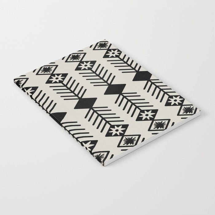 Black aztec lines and flowers on neutral Notebook Gallery Image 2