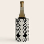 Black aztec lines and flowers on neutral Wine Chiller Gallery Image 3