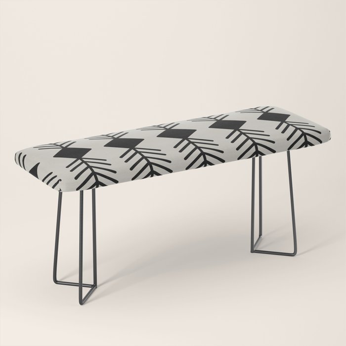 Black aztec lines and flowers on neutral Bench Gallery Image 1