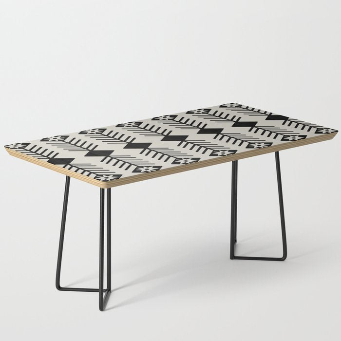 Black aztec lines and flowers on neutral Coffee Table Gallery Image 1