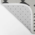 Black aztec lines and flowers on neutral Bath Mat Gallery Image 2
