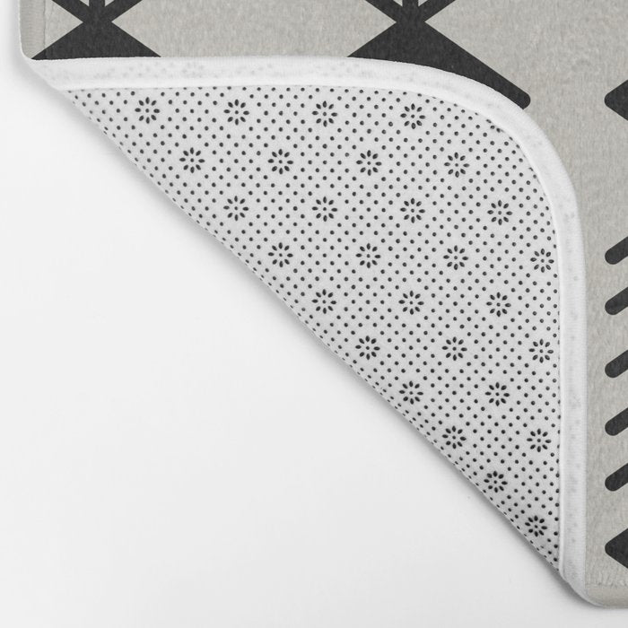 Black aztec lines and flowers on neutral Bath Mat Gallery Image 2