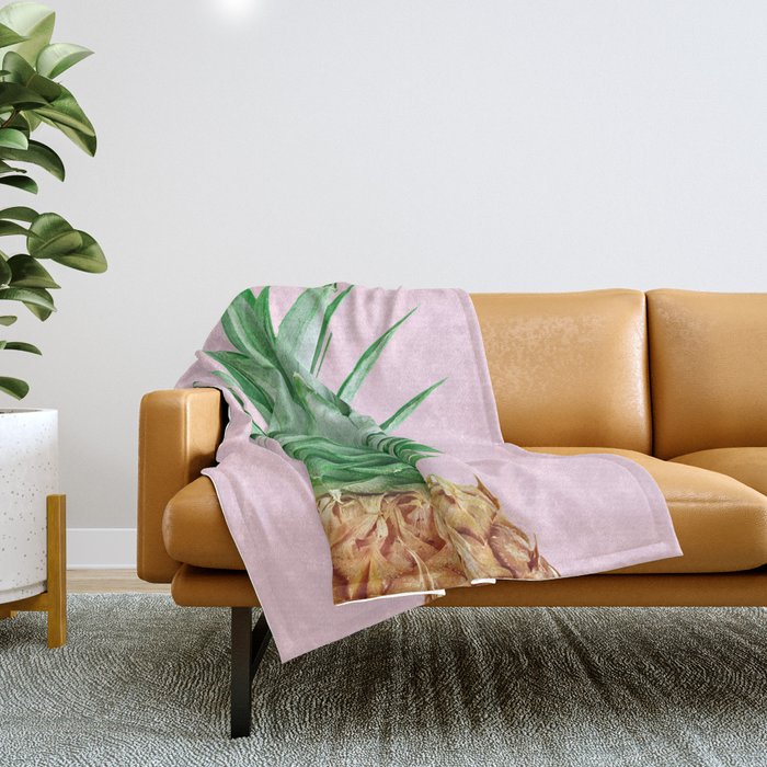 Pink Pineapple Throw Blanket Gallery Image 1