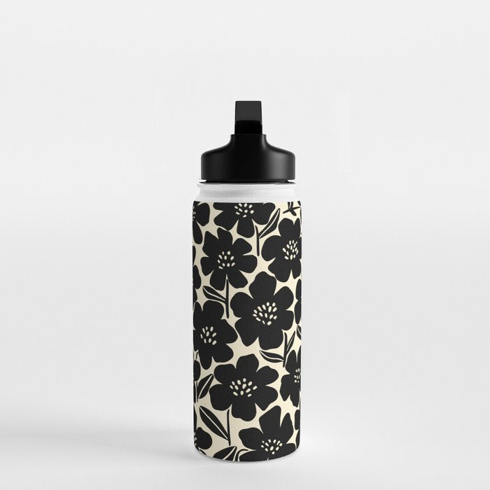 Black & White Blossom Water Bottle Gallery Image 3