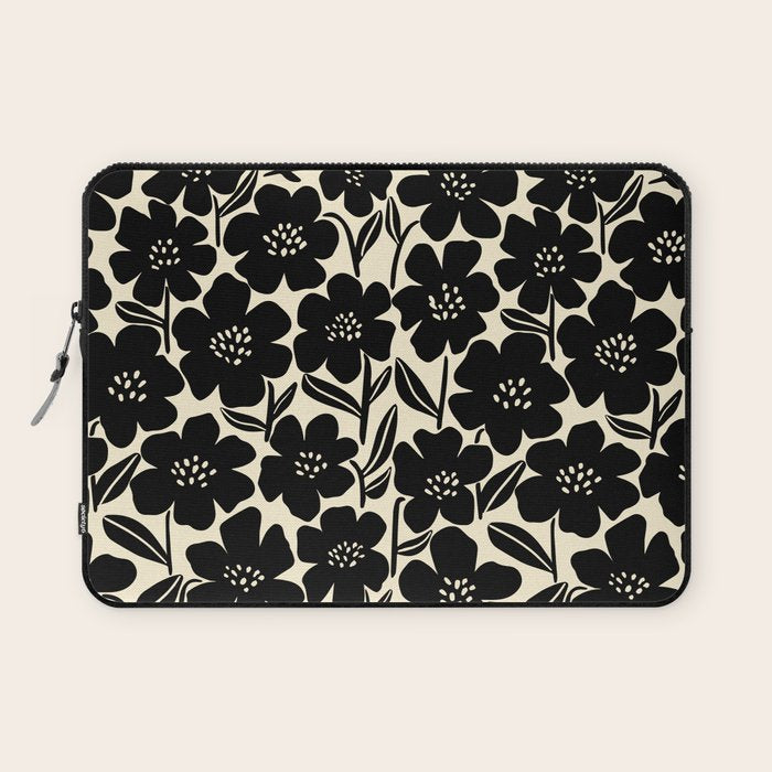 Black & White Blossom Laptop Sleeve Gallery Image 1