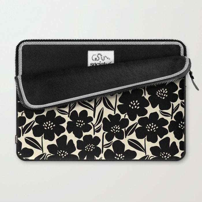 Black & White Blossom Laptop Sleeve Gallery Image 2