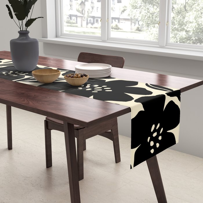 Black & White Blossom Table Runner Gallery Image 2