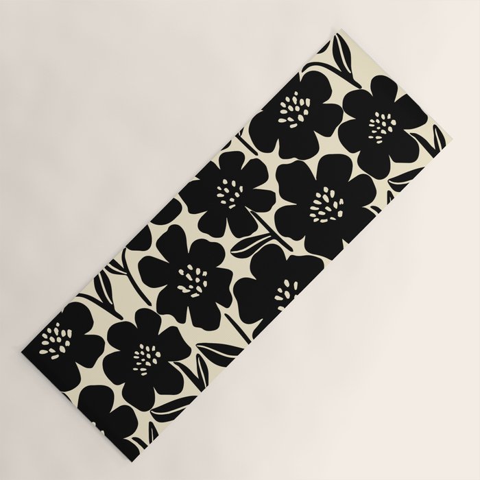 Black & White Blossom Yoga Mat Gallery Image 1