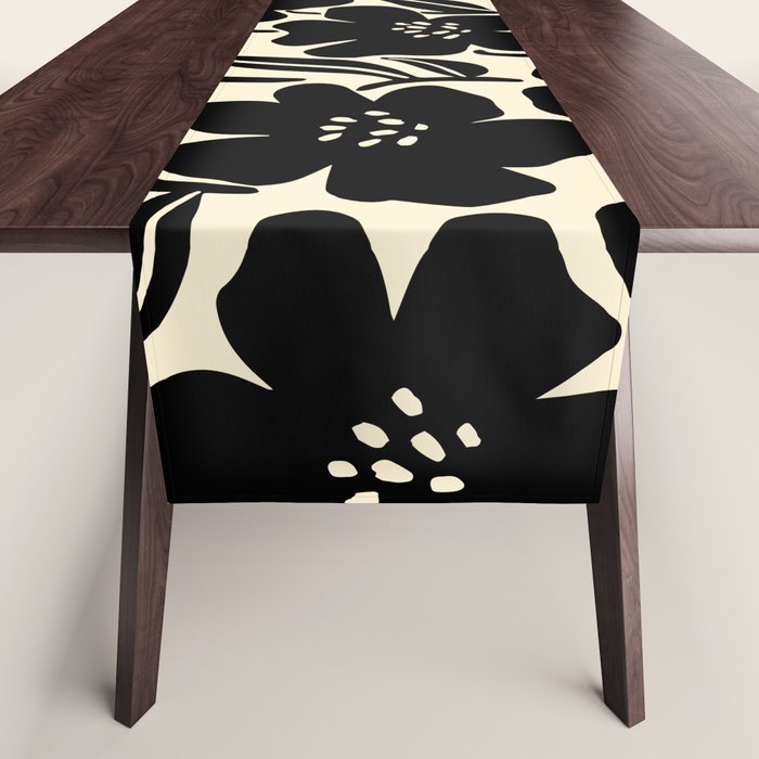 Black & White Blossom Table Runner Gallery Image 1