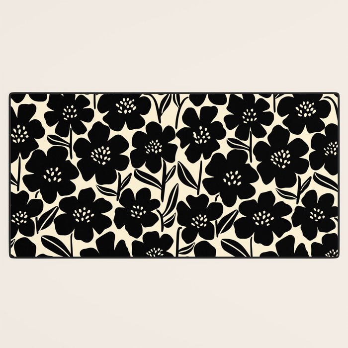 Black & White Blossom Desk Mat Gallery Image 3