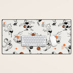 Basketball Fun Comic Illustration Pattern with Balls on Grey Background Desk Mat Gallery Image 1