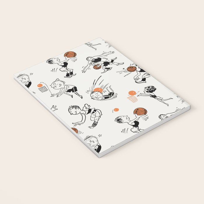 Basketball Fun Comic Illustration Pattern with Balls on Grey Background Notebook Gallery Image 3