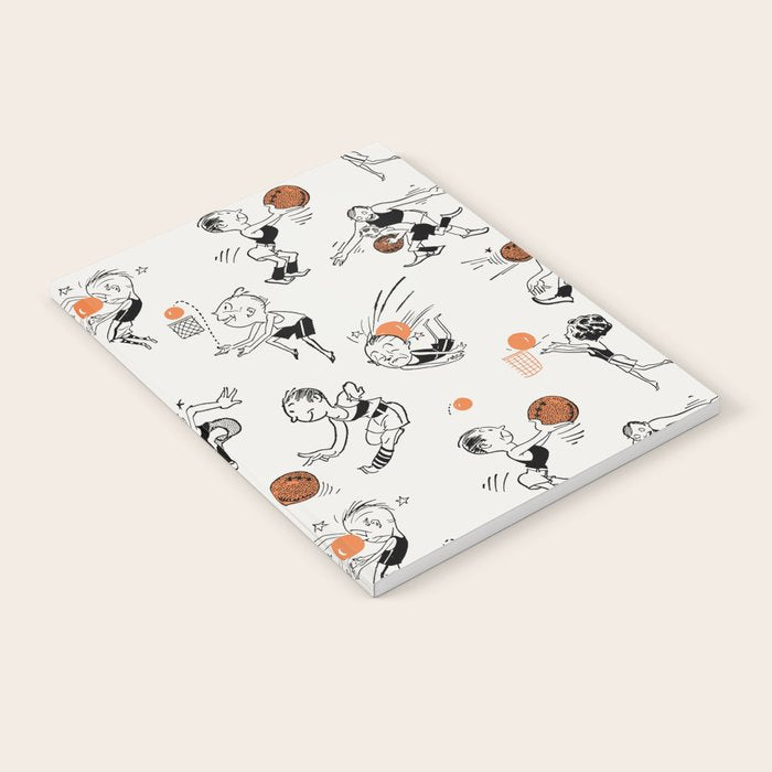 Basketball Fun Comic Illustration Pattern with Balls on Grey Background Notebook Gallery Image 1