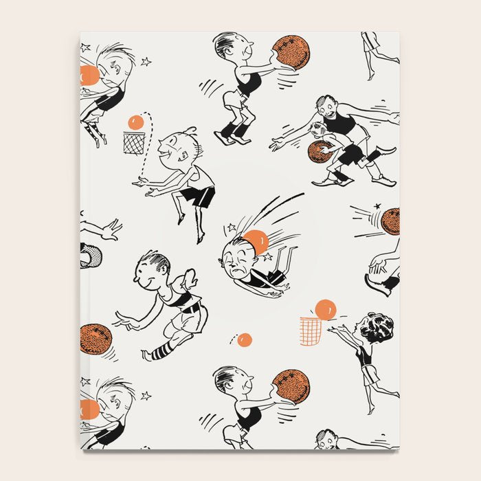 Basketball Fun Comic Illustration Pattern with Balls on Grey Background Notebook Gallery Image 4