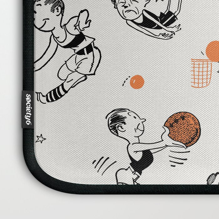 Basketball Fun Comic Illustration Pattern with Balls on Grey Background Laptop Sleeve Gallery Image 3