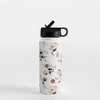 Basketball Fun Comic Illustration Pattern with Balls on Grey Background Water Bottle Gallery Image 1