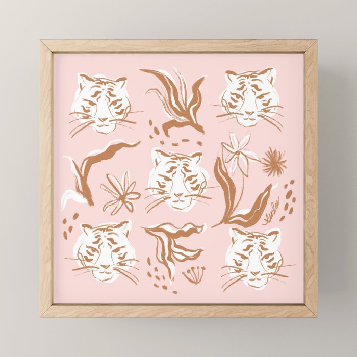 Pink Abstract Tiger Pattern Mini Art Print Gallery Image 1