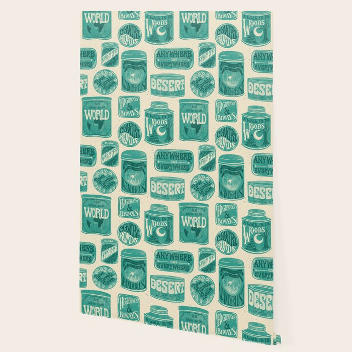 Vagabondâs Cupboard - teal and cream Wallpaper Gallery Image 2