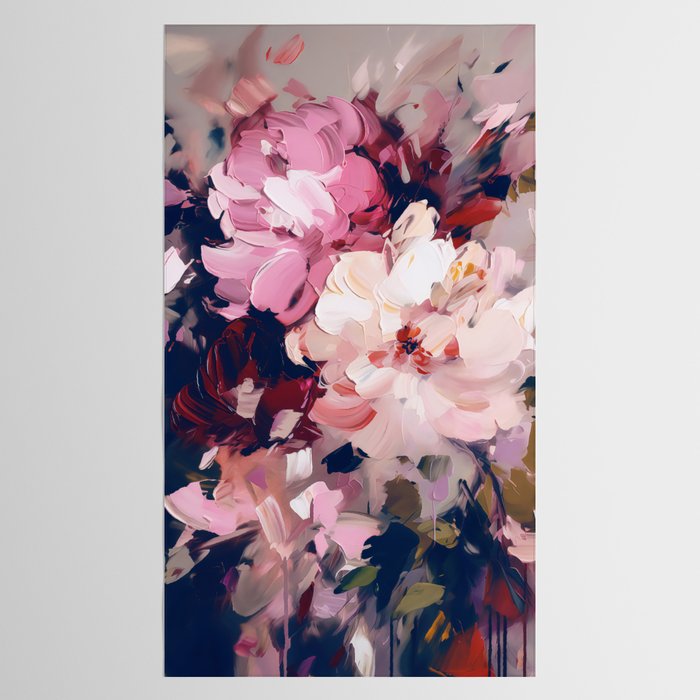 A Splash of Pink and Navy Flowery Art Tablecloth Gallery Image 2