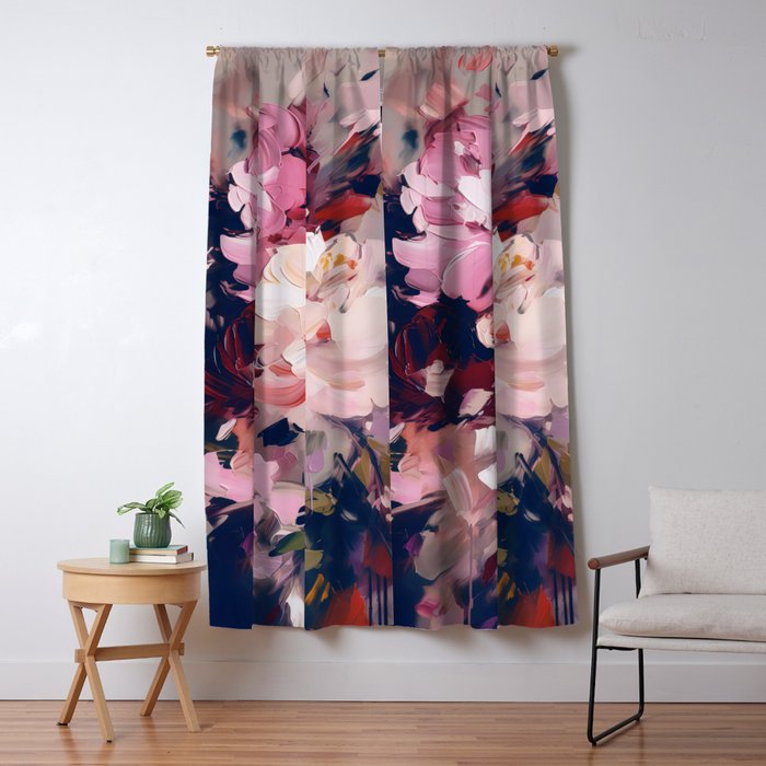 A Splash of Pink and Navy Flowery Art Window Curtain Gallery Image 5