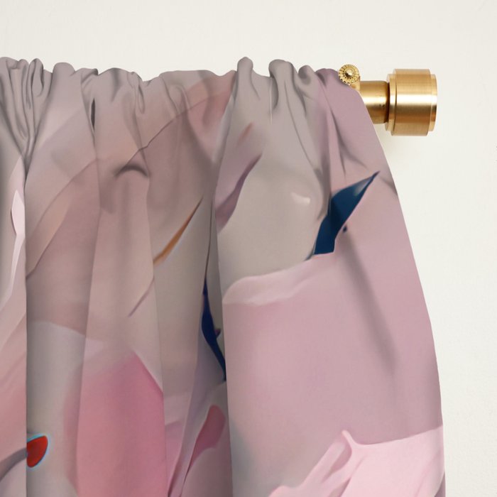 A Splash of Pink and Navy Flowery Art Window Curtain Gallery Image 2