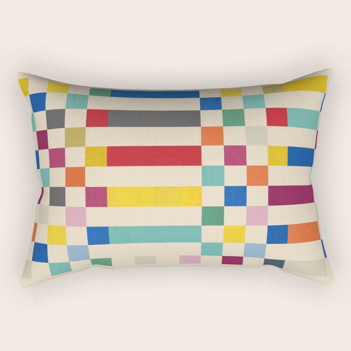 Modern Playful Checkered Abstract Rectangular Pillow Gallery Image 1
