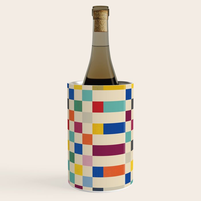 Modern Playful Checkered Abstract Wine Chiller Gallery Image 3