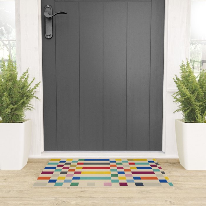 Modern Playful Checkered Abstract Welcome Mat Gallery Image 3