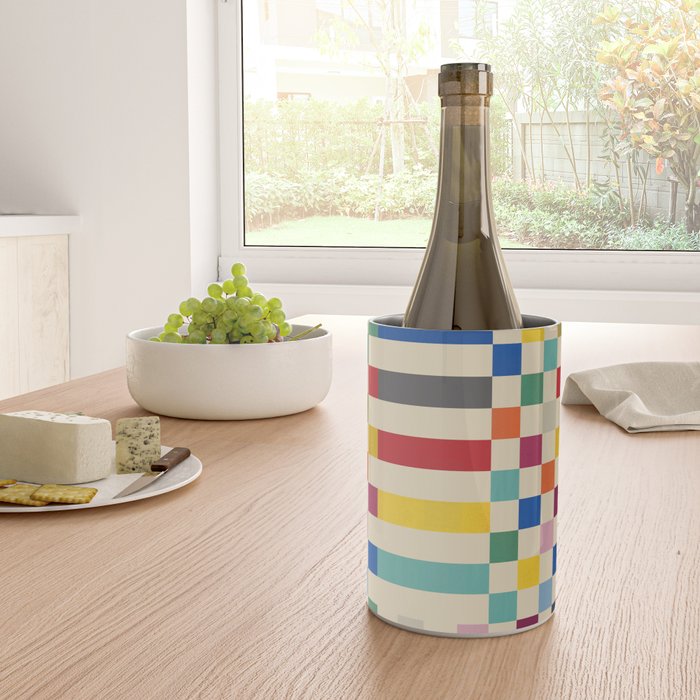 Modern Playful Checkered Abstract Wine Chiller Gallery Image 4