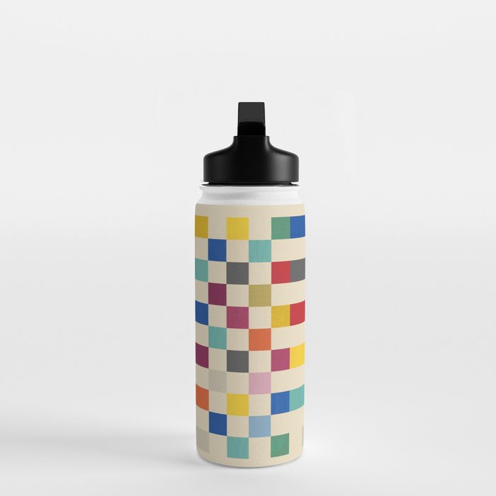 Modern Playful Checkered Abstract Water Bottle Gallery Image 3