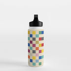 Modern Playful Checkered Abstract Water Bottle Gallery Image 3