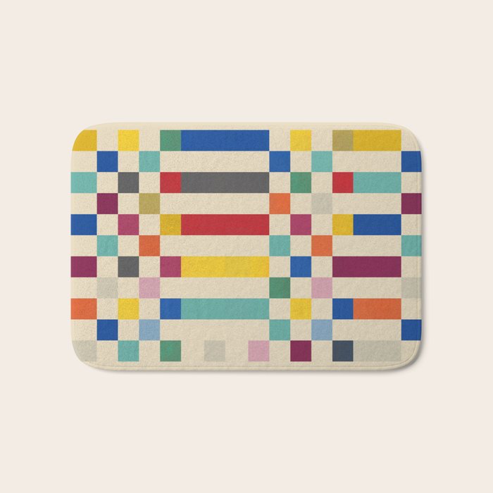 Modern Playful Checkered Abstract Bath Mat Gallery Image 1