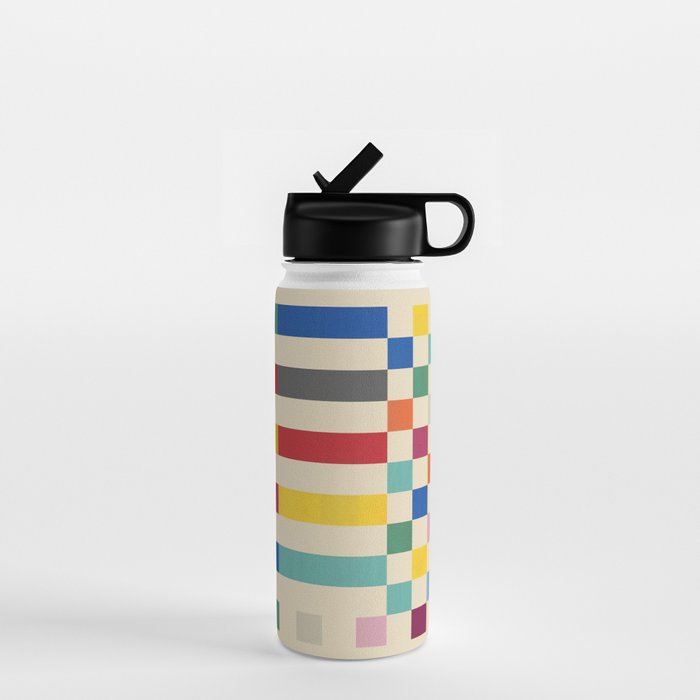 Modern Playful Checkered Abstract Water Bottle Gallery Image 1